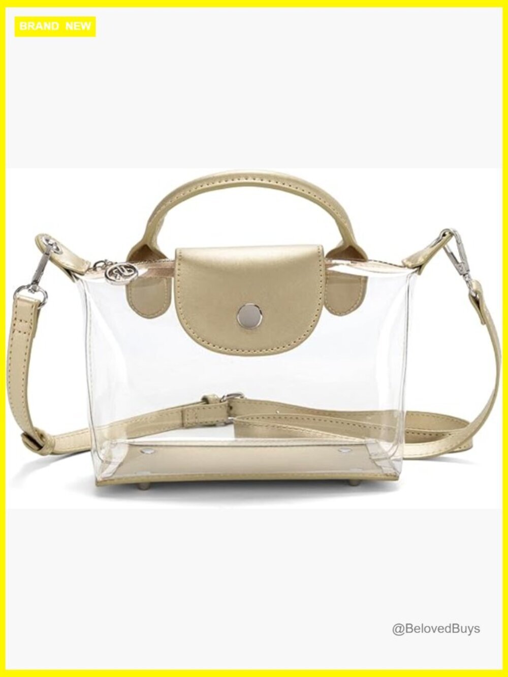 Clear Crossbody Bag Stadium Approved Vegan Leather Trim TPU Handbag Shoulder